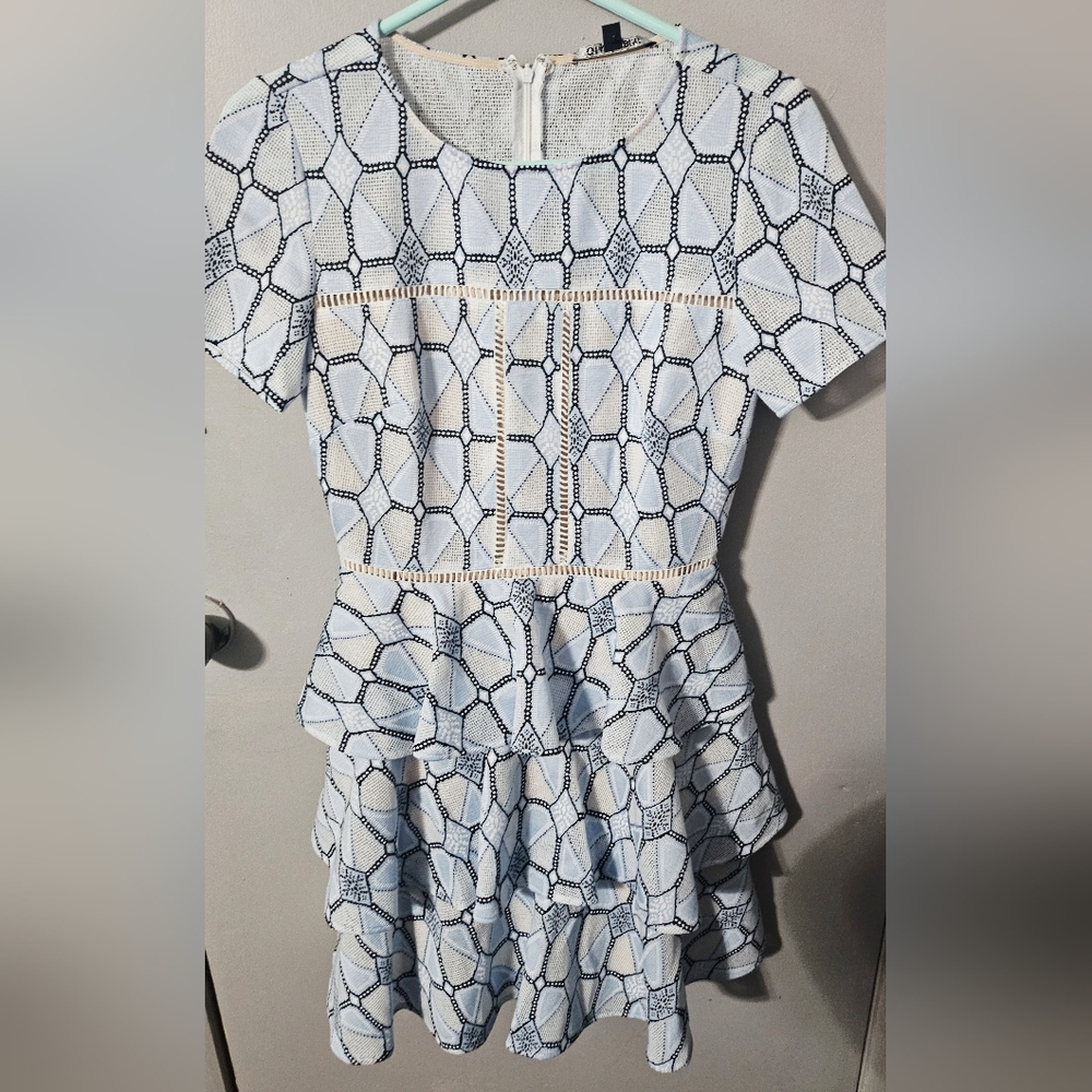 Womens Gianni Bini Fit and Flare Dress baby blue/tan/black size 4
